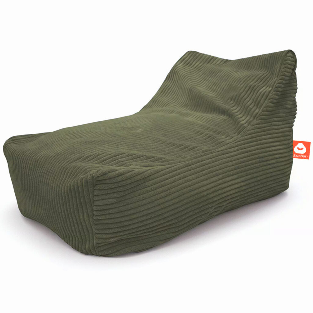 Bali Dikke ribfluweel legergroene loungezitzak small zijkant