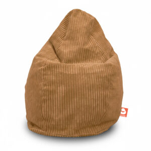 Zitzak dik ribfluweel lichtbruin voorkant witte achtergrond