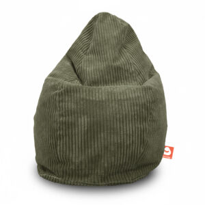 Legergroen dik ribfluweel zitzak peervorm vooraanzicht whoober